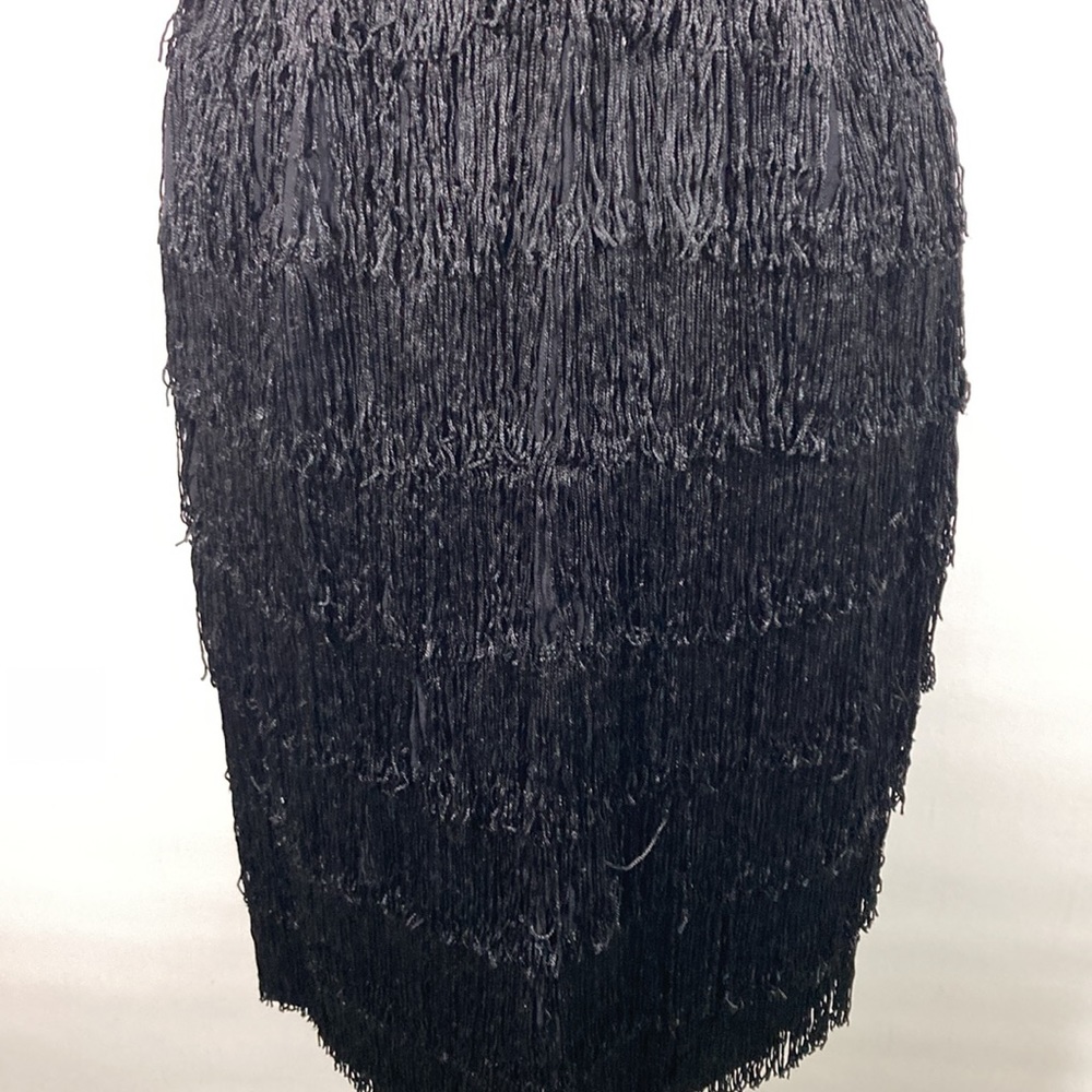 Vintage Rollin Twenty’s Vibes Laying Fringe Sleeveless Black Dress - Picture 2 of 6